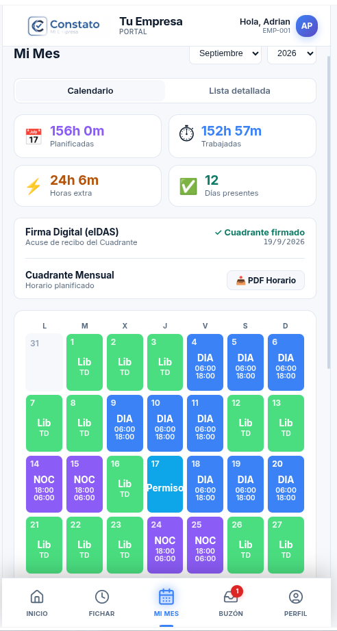 Portal Empleado Cuadrante
